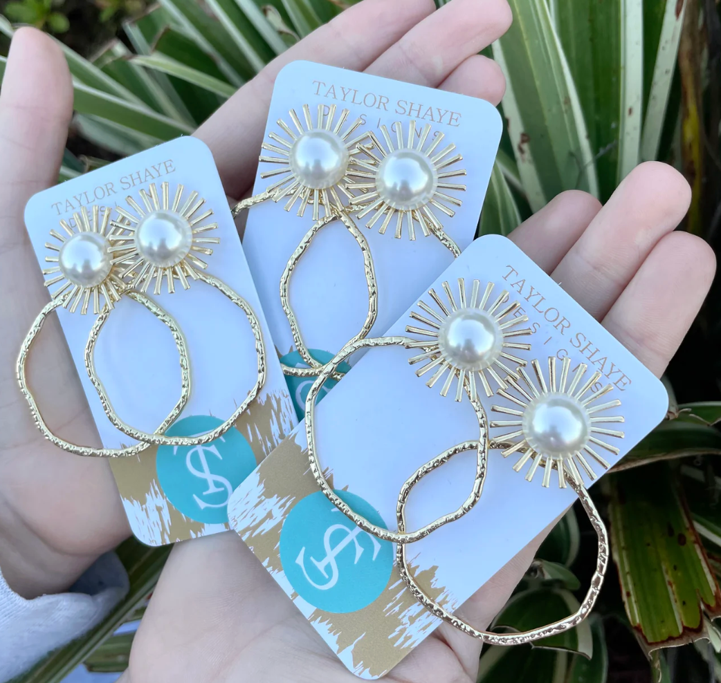 Pearl Sunburst Hoops