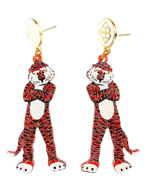 Auburn Orange Glitter Aubie Earrings